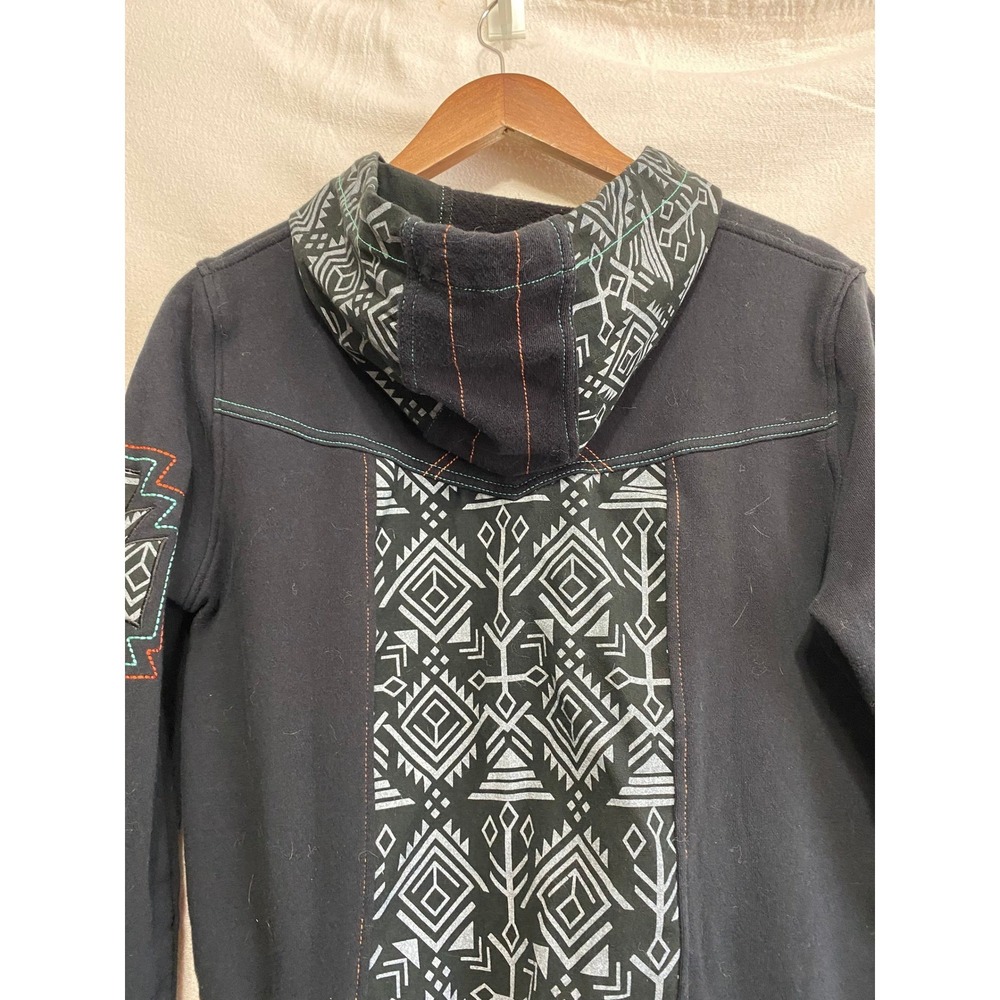 Cruel Girl Southwest Aztec Print Full Zip Hoodie Black Teal Orange Women Small - Picture 8 of 16